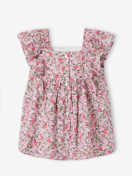 Vestido con volantes para bebé cuadros rosa+rosa estampado 