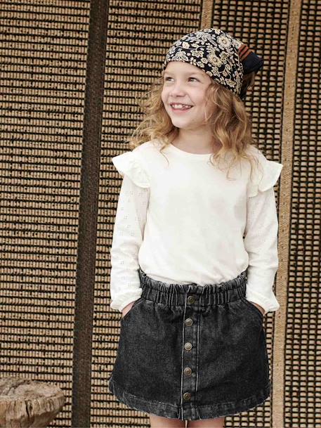 Falda vaquera con automáticos estilo 'paperbag' para niña denim gris 