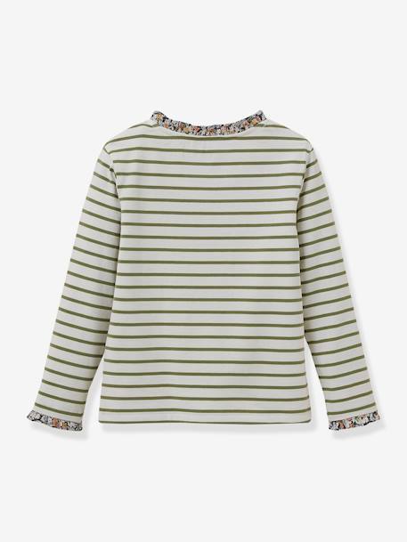 Camiseta marinera niña de tejido Liberty - algodón orgánico CYRILLUS verde menta 