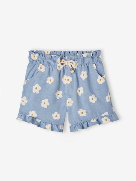 Short con volante para niña azul+azul marino+crudo 