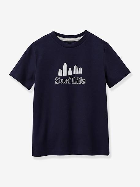 Camiseta niño de algodón orgánico CYRILLUS azul marino 