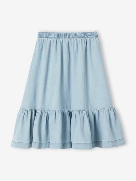 Falda de denim ligero con volante para niña doble stone 