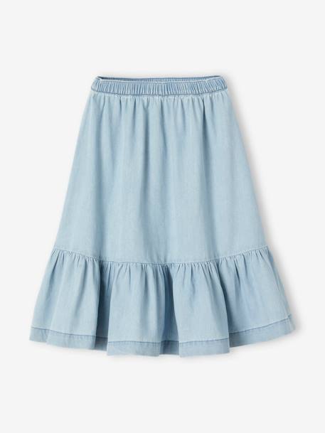 Falda de denim ligero con volante para niña doble stone 