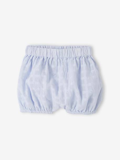 Pack de 2 pantalones bombachos bordados para bebé recién nacida azul claro 