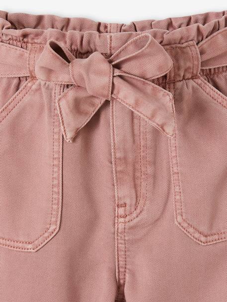 Pantalón cargo niña de tejido fluido beige arena+rosa viejo 