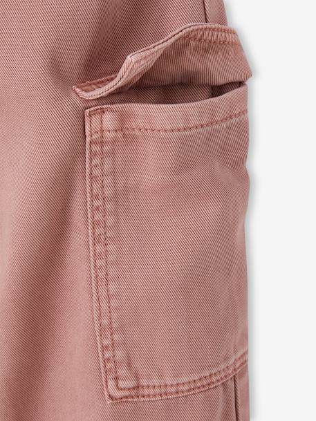 Pantalón cargo niña de tejido fluido beige arena+rosa viejo 