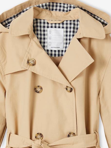 Trench con capucha desmontable para niña azul marino+beige 