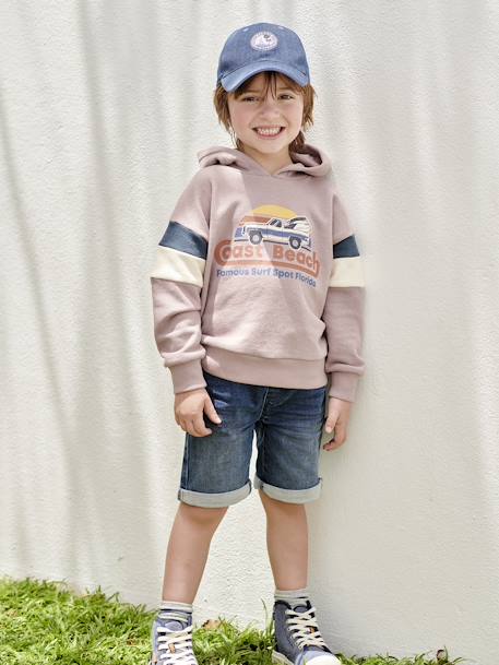 Bermudas fáciles de vestir para niño de felpa estilo denim denim gris+doble stone+stone 