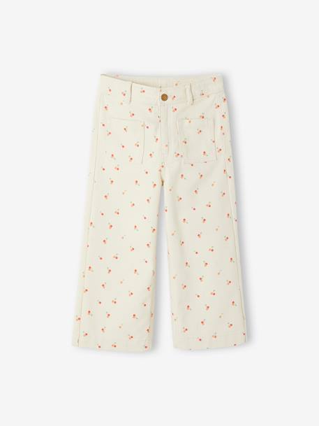 Pantalón pesquero ancho para niña crudo+rosa 