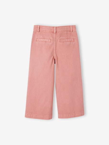 Pantalón pesquero ancho para niña crudo+rosa 