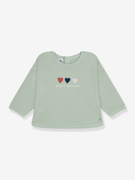 Sudadera corazón PETIT BATEAU verde almendra 