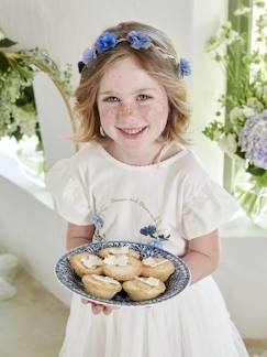 Niña-Camiseta con corona de flores en relieve y lentejuelas para niña