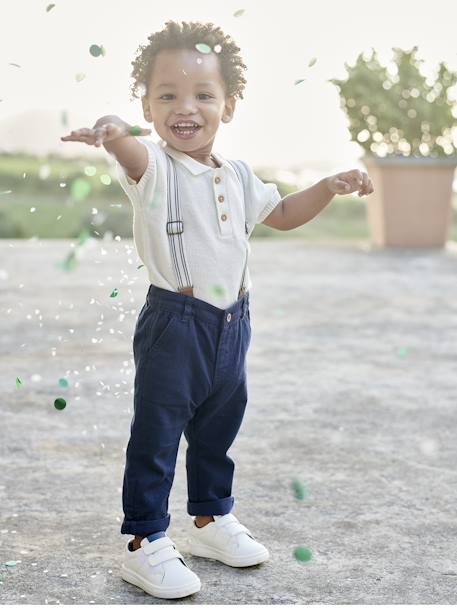 Pantalón con tirantes desmontables para bebé azul marino 