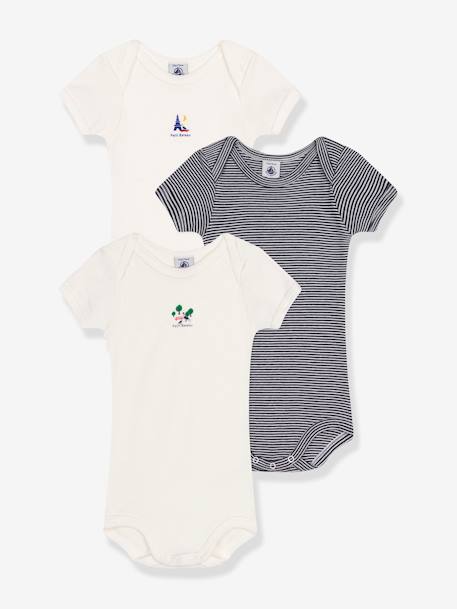 Pack de 3 bodies de manga corta PETIT BATEAU verde almendra 