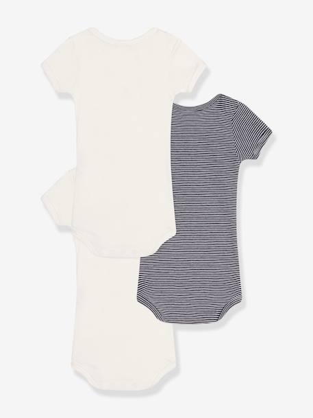 Pack de 3 bodies de manga corta PETIT BATEAU verde almendra 