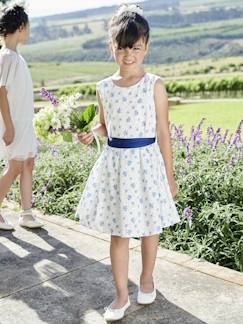 Niña-Vestidos-Vestido de ceremonia con flores a la acuarela en el bajo, para niña