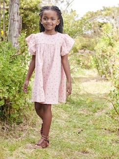 Vestido con estampado de flores de gasa de algodón para niña