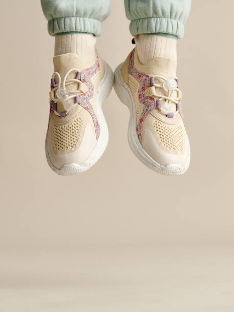 Zapatillas deportivas con cordones elásticos y suela gruesa para niña lote beige 