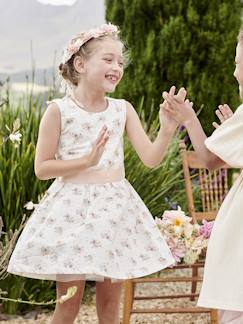 Niña-Vestidos-Vestido de ceremonia con flores a la acuarela en el bajo, para niña