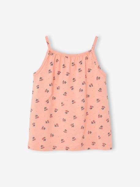 Camiseta sin mangas de rayas finas con tirantes, para bebé BLANCO CLARO ESTAMPADO+rosa 