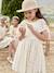 Vestido de ceremonia de tul bordado de flores para niña vainilla 