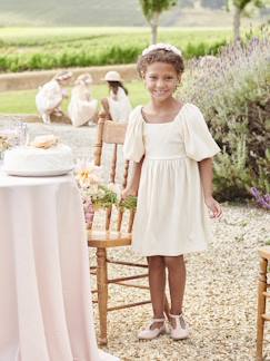 -Vestido de ceremonia para niña con smocks y tejido con relieve