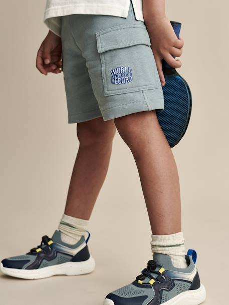 Short deportivo estilo cargo para niño azul marino+verde agua 