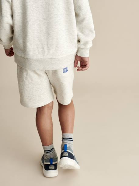 Conjunto deportivo sudadera y short niño blanco jaspeado+verde agua 