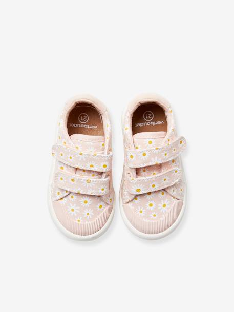 Zapatillas deportivas de lona con tiras autoadherentes bebé niña - blanco  claro liso con motivos