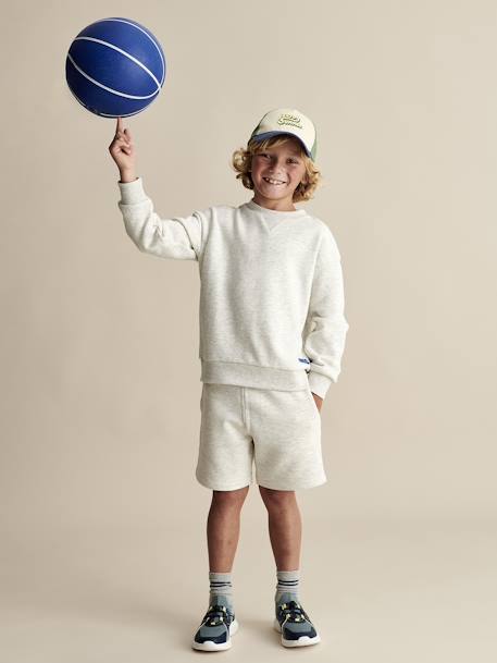 Conjunto deportivo sudadera y short niño blanco jaspeado+verde agua 