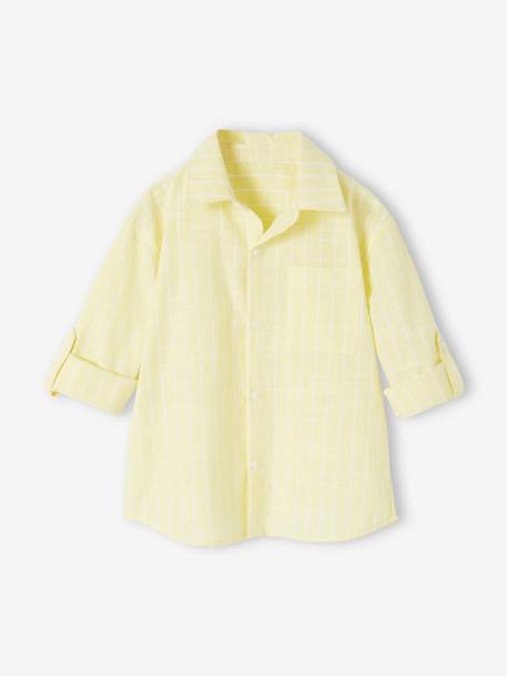 Camisa a rayas efecto lino para niño amarillo pastel 