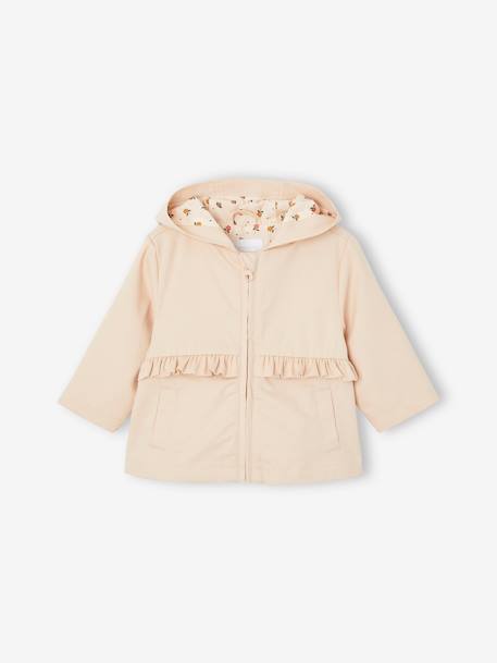 Parka con forro y capucha para bebé beige 