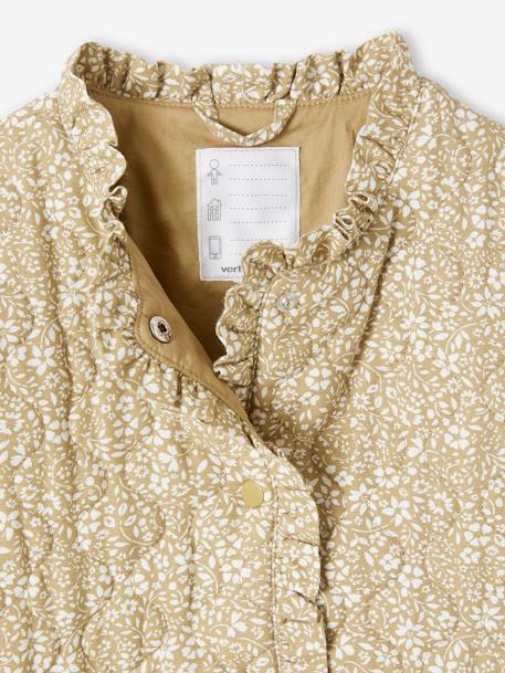 Chaqueta acolchada con estampado de flores para niña teja+verde estampado 