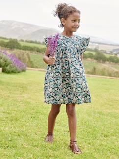 Niña-Vestido de manga corta con estampado y volantes para niña