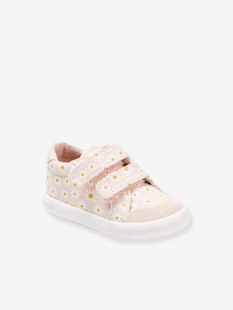 Zapatillas deportivas de lona con tiras autoadherentes bebé niña BLANCO CLARO LISO CON MOTIVOS+rosa estampado+violeta estampado 