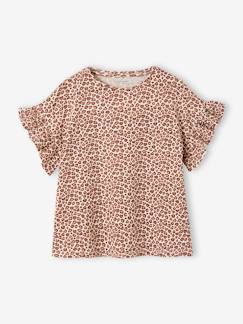 Niña-Camisetas-Camiseta de canalé con estampado de flores para niña