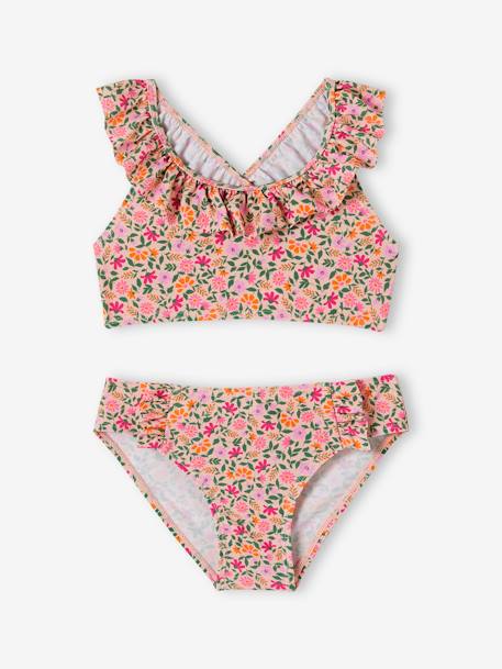 Bikini con estampado floral rosa rosa pálido 