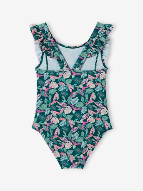 Bañador con estampado tropical, para niña verde pino 