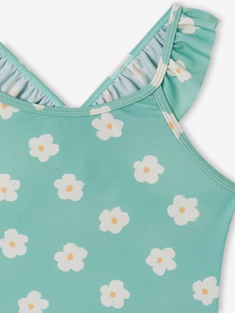 Bañador estampado de flores para niña verde agua 