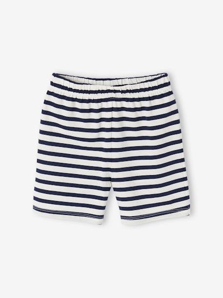 Pack de 2 pijamas con short a rayas para niño azul marino 