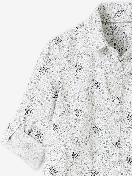 Camisa de flores y pajarita, para niño azul estampado+verde estampado 