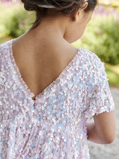 Vestido de ceremonia con lentejuelas para niña crudo 