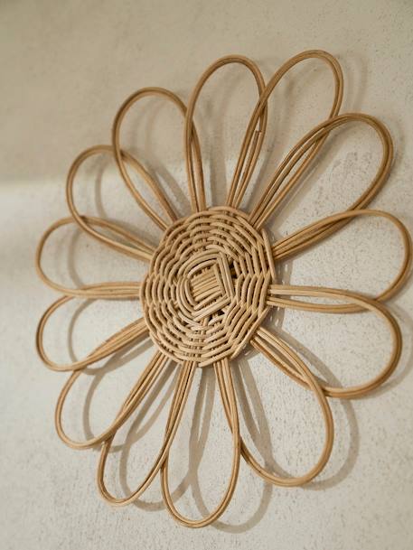 Pack de 5 flores de mimbre para la pared beige 