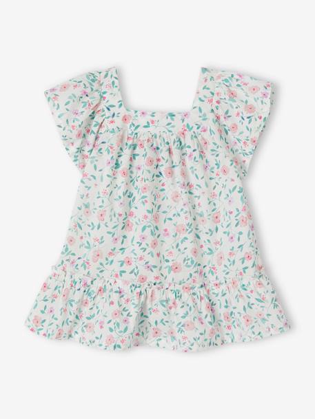 Vestido de flores con mangas mariposa para bebé crudo 