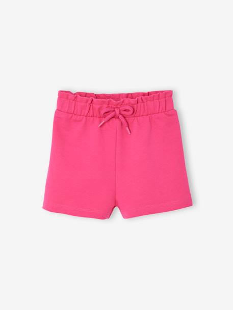 Short de felpa estilo paperbag para bebé fucsia+verde agua 