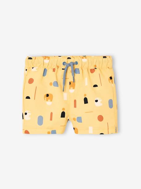 Bañador short estampado geométrico para bebé niño amarillo pálido 