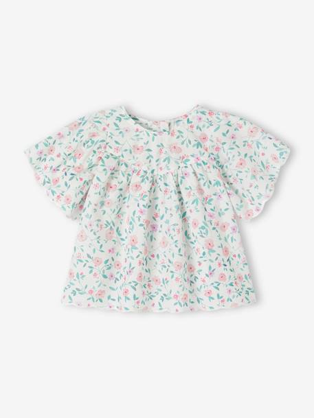 Blusa con motivo de flores para bebé crudo 