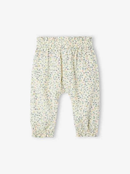 Pantalón vaporoso estampado para bebé crudo+VERDE OSCURO ESTAMPADO+violeta estampado 