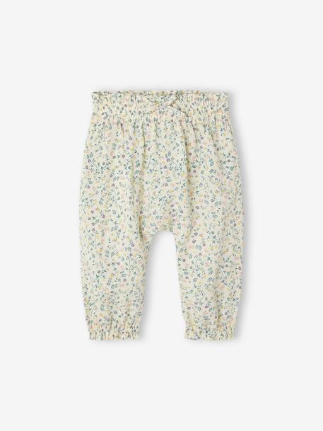 Pantalón vaporoso estampado para bebé crudo+VERDE OSCURO ESTAMPADO+violeta estampado 