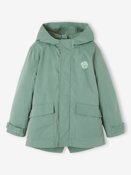 Parka 3 en 1 de entretiempo con chaleco acolchado extraíble para niño azul marino+verde sauce 